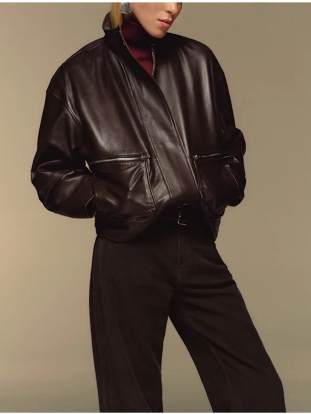 Reformation Veda Harrison Oversized Leather Jacket